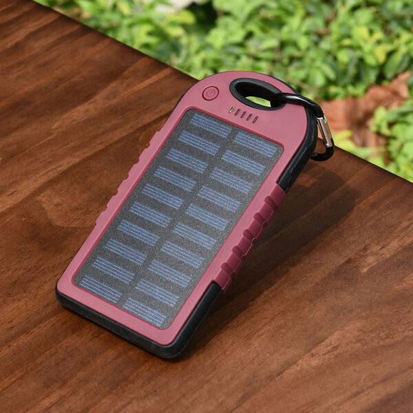 HOMESMART - Solarpowerbank mit 5000 mAh, tragbar, 15x7.5cm, 145g, Rot image number 2
