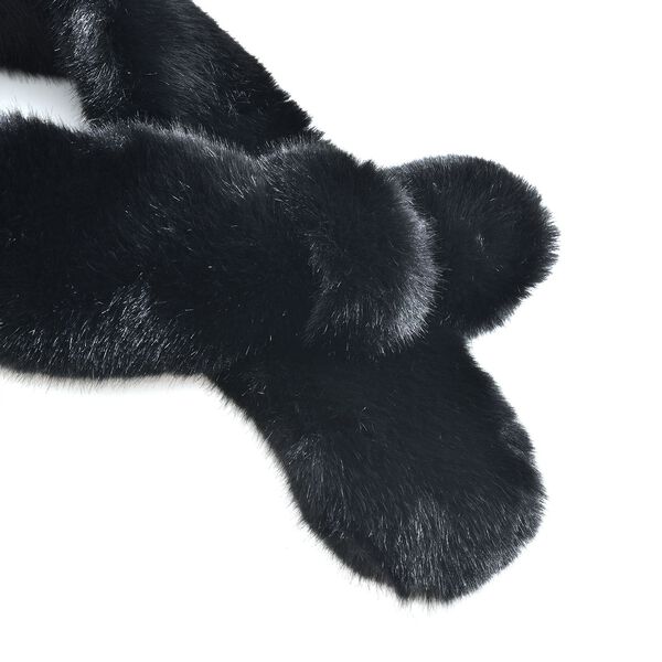 Flauschiger Kunst-Nerzpelz-Schlaufenschal, 89x11cm, Schwarz image number 3