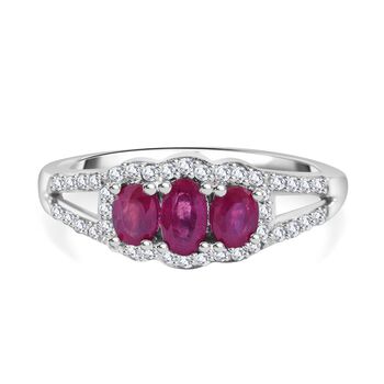 Afrikanischer Rubin (Fissure gef&uuml;llt) Ring 925 Silber rhodiniert (Gr&ouml;&szlig;e 16.00) ca. 1,14 ct