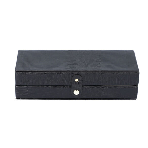 Schmuck Organizer mit Krokopr&auml;gung, Spiegel und F&auml;cher, 23,5x18,5x8,5 cm, Schwarz image number 2