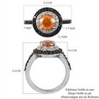 Orange Sphalerit und schwarze Spinell Ring 925 Silber Platin-Überzug image number 6