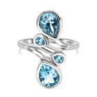 Schweizer Blautopas Ring, 925 Silber platiniert, (Größe 20.00) ca. 4.24 ct