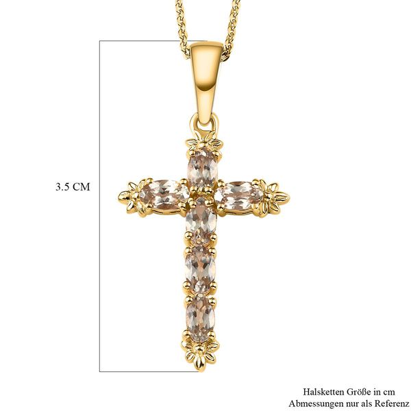 AAA Turkizit Kreuz-Anh&auml;nger mit Kette, 925 Silber Gelbgold Vermeil ca. 1.63 ct image number 7