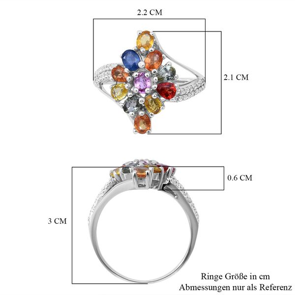 Mehrfarbiger Saphir und Zirkon-Ring - 2,64 ct. image number 4