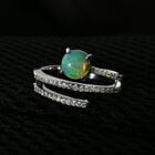 Natürlicher Äthiopischer Opal und Zirkon Ring 925 Silber platiniert  ca. 0,89 ct image number 1