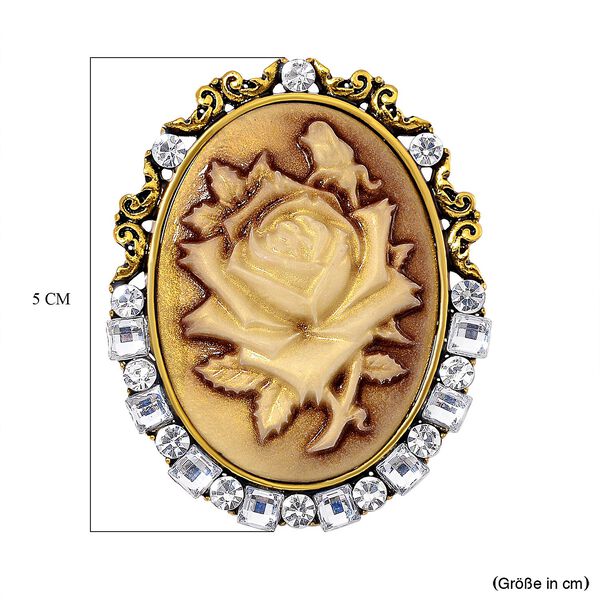 Harz, Weißer Kristall Brosche Antikes Gold image number 5