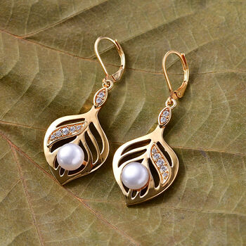 EVER TRUE S&uuml;&szlig;wasser Perle (7-7.5 mm), Wei&szlig;er Zirkon Ohrringe Nickelfreies Messing