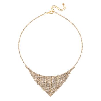 2er Set - Wei&szlig;er Kristall Ohrringe und Halskette Schmuckset, goldfarben