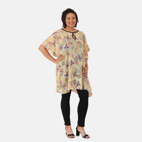 Chiffon Top, Blumenmuster, Einheitsgröße, gelb image number 0
