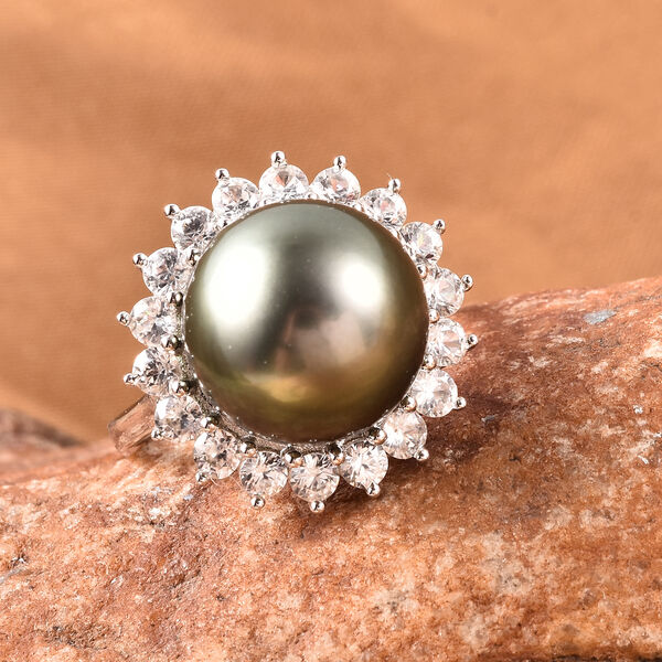 Tahiti Perle und Zirkon Ring 925 Silber rhodiniert  ca. 1,50 ct image number 1
