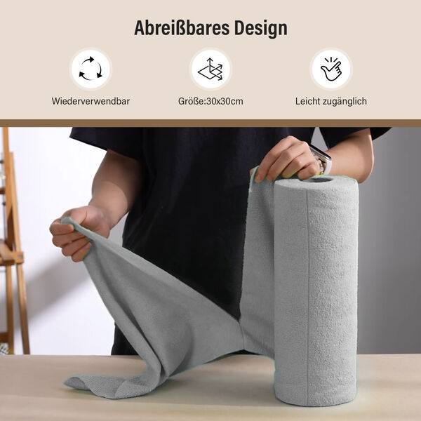 Mikrofaser Reinigungst&uuml;cher, Rolle, 30 St&uuml;ck, grau image number 3