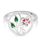 Diamant Blumen Ring 925 Silber image number 0