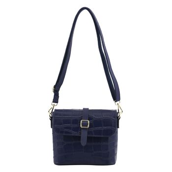 Crossbody Tasche aus 100% echtem Leder mit RFID Schutz, Gr&ouml;&szlig;e 20x9,5x18 cm, Blau
