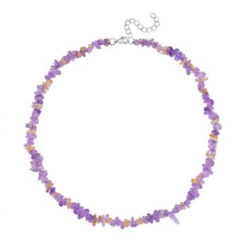 Afrikanischer Amethyst, Citrin Halskette, flexibel, Reiner Edelstahl ca. 160.00 ct