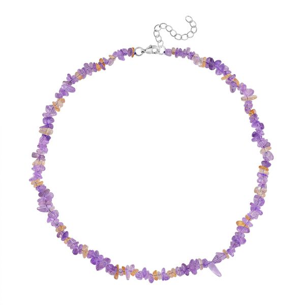 Afrikanischer Amethyst, Citrin Halskette, flexibel, Reiner Edelstahl ca. 160.00 ct image number 3