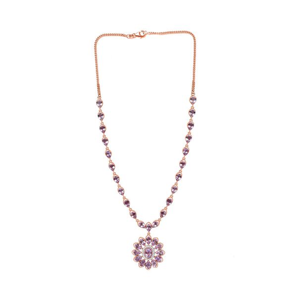 AA Rose De France Amethyst und Zirkon Halskette, 45 cm - 25,54 ct. image number 5