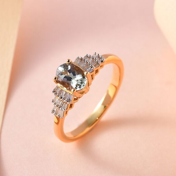 AA gr&uuml;ner Tansanit und Diamant-Ring - 1,08 ct. image number 1