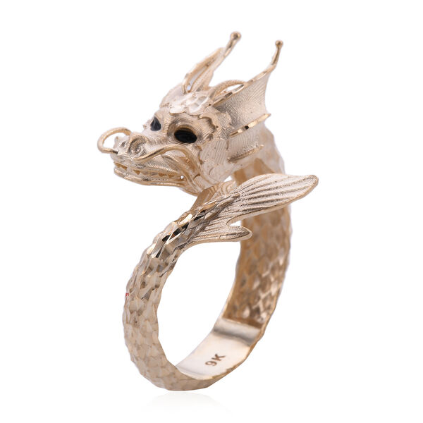 Royal Bali Kollektion - Designer Close Out Spiga Drachen Ring 375 Gelbgold image number 3
