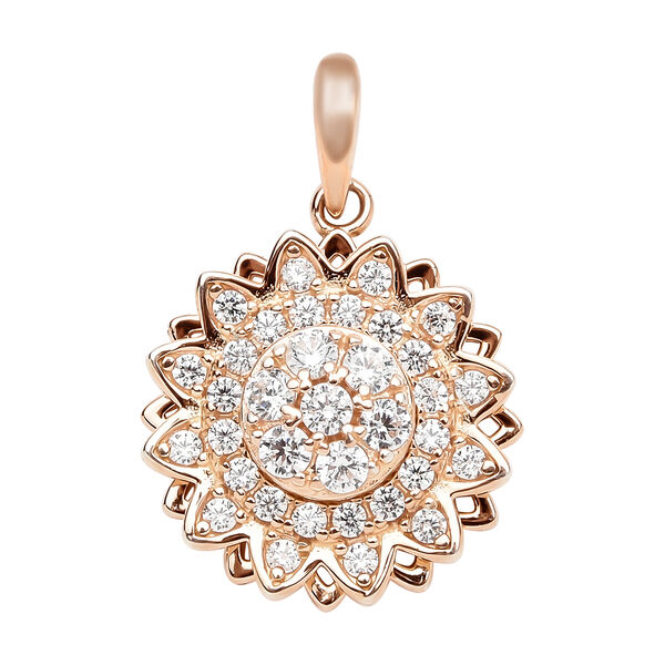 Lustro Stella - Wei&szlig;er Zirkonia-Anh&auml;nger, 925 Silber ros&eacute;vergoldet ca. 0.63 ct