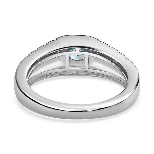 Kambodschanischer, blauer Zirkon, Moissanit Ring, 925 Silber platiniert (Größe 21.00) ca. 1.12 ct image number 6