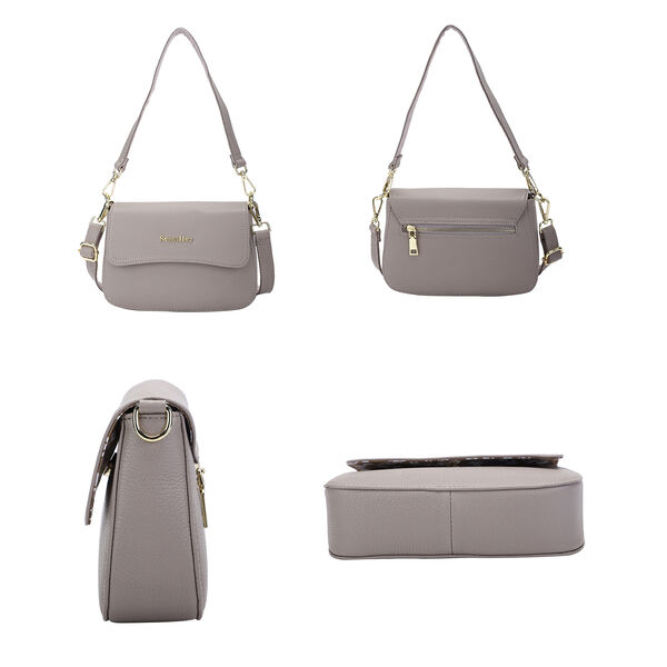 SENCILLEZ - 100% echte Leder Umh&auml;ngetasche f&uuml;r Damen, Gr&ouml;&szlig;e 22x6x14 cm, Hellgrau image number 4