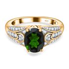 Natürlicher Chromdiopsid, weißer Zirkon Ring, 925 Silber Gelbgold Vermeil (Größe 16.00) ca. 2.19 ct