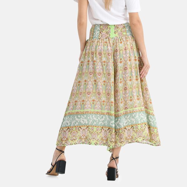 Gesmokte Taillen-Culottes mit Damastmuster, Einheitsgr&ouml;&szlig;e, Gr&uuml;n-Rot image number 4