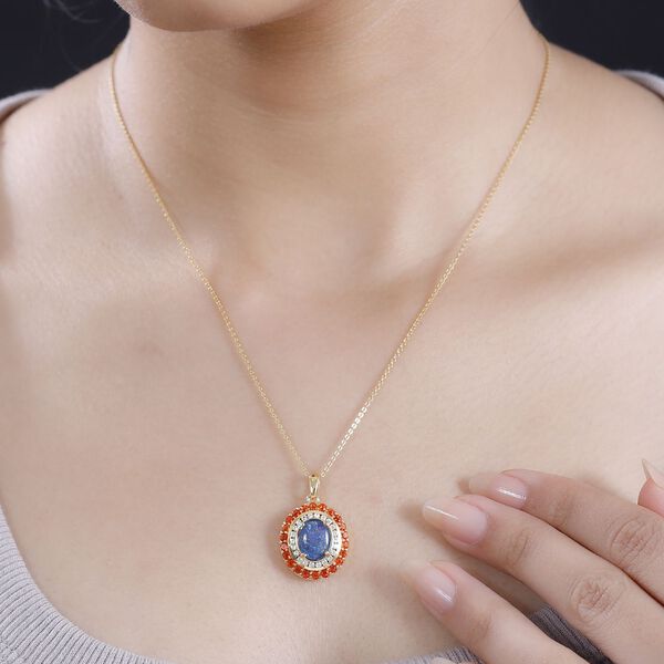 Boulder Opal Triplett, Feueropal und Zirkon-Anh&auml;nger - 2,58 ct. image number 2