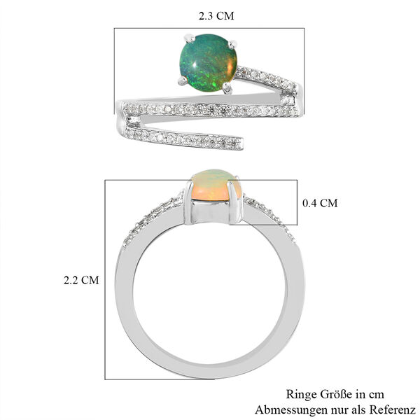 Nat&uuml;rlicher, &auml;thiopischer Opal und Zirkon-Ring - 0,89 ct. image number 8