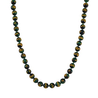 Gr&uuml;nes Tigerauge Halskette, ca. 50 cm, 925 Silber rhodiniert, ca. 335.00 ct