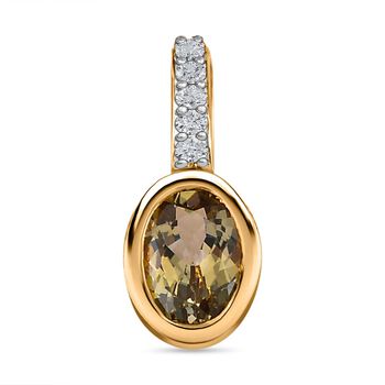 AA Nat&uuml;rlicher goldener Tansanit und wei&szlig;er Zirkon-Anh&auml;nger, 925 Silber Gelbgold Vermeil ca. 0.67 ct