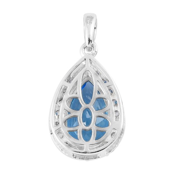 Schweizer Blautopas und Zirkon Halo-Anh&auml;nger, 925 Silber platiniert ca. 5,17 ct image number 5