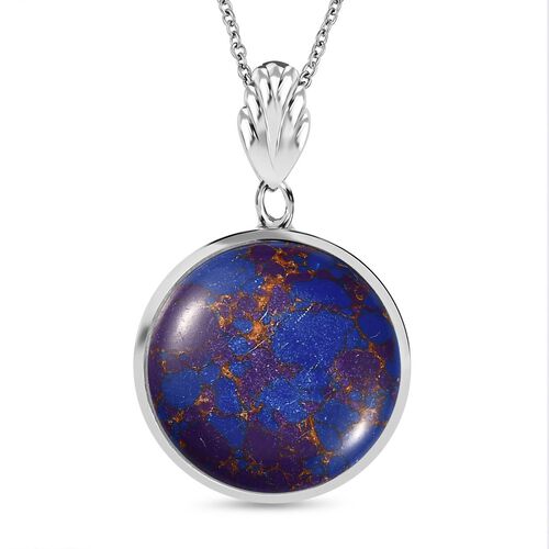 Lila Türkis Anhänger mit Kette platiniert und Edelstahl platiniert ca. 28.24 ct image number 0