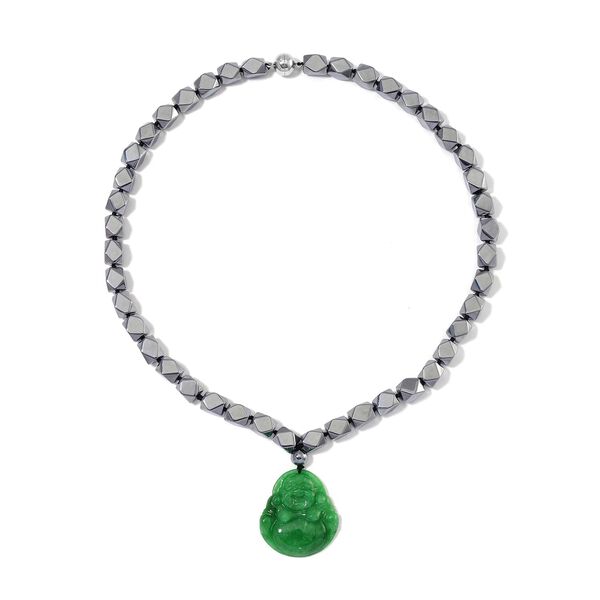 Gr&uuml;ne Jade und Terahertz Halskette, 50 cm - 315 ct. image number 2