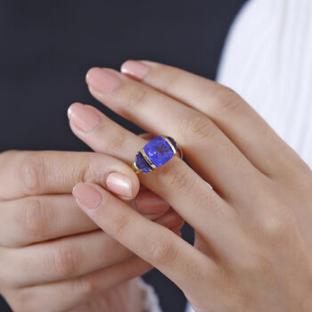 Tansanit-Farbe Quarz und Zirkon Ring - 7,05 ct.