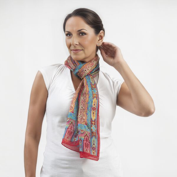 100% Satin-Seidenschal, 50x160 cm, rot