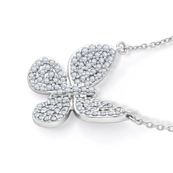 D'Joy Wei&szlig;er Diamant Schmuckset ca. 50 cm 925 Silber Rhodiniert ca. 0,53 ct.