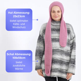 2-in-1 Gestrickte Winter Schalmütze, rosa