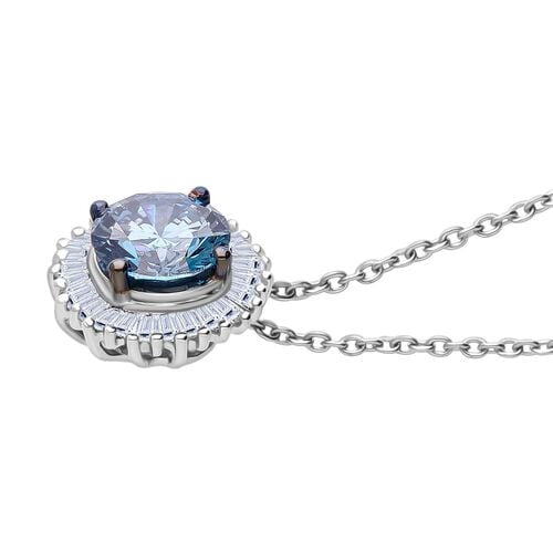 LUXURIANT DIAMOND - Lab Grown Blauer Diamant SI-GH, Lab Grown Diamant SI-GH SGL zertifiziert Anhänget mit Kette (ca. 50cm), 925 Silber rhodiniert ca. 1.00 ct image number 3