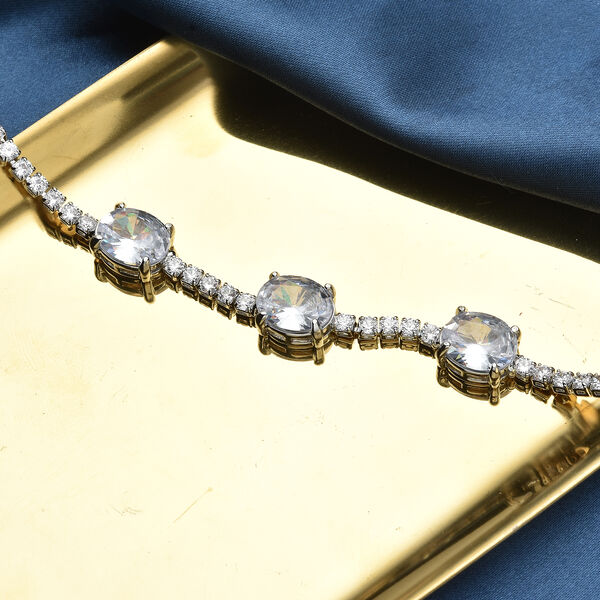 Glas und Zirkonia Armband 15 cm Messing image number 1