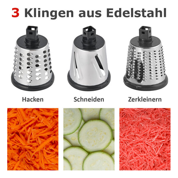 HOMESMART Obst- und Gem&uuml;seschneider mit 3 Klingen, 18x14x28cm, Schwarz image number 3