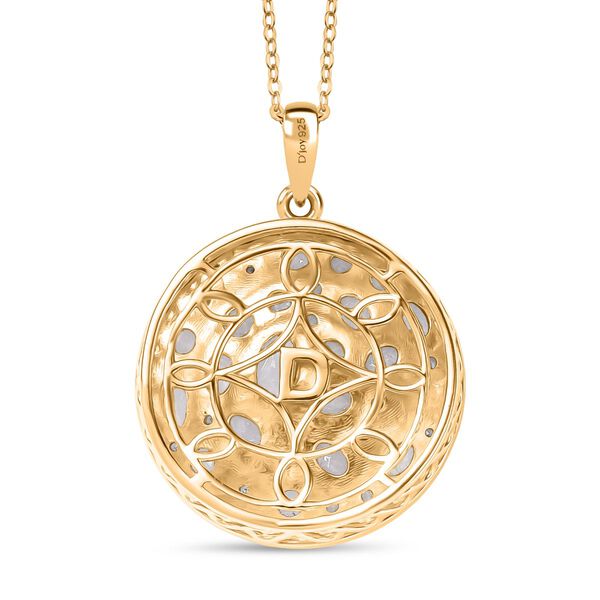 D'Joy AAA Regenbogen Mondstein und Zirkon zweifarbiger Anh&auml;nger mit 50cm Kette - 4,30 ct. image number 5