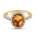 Citrin und Zirkon Ring 925 Silber vergoldet (Größe 16.00) ca. 2,16 ct