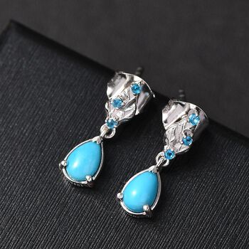 AA Sleeping Beauty T&uuml;rkis, Neon Apatit Ohrringe 925 Silber rhodiniert ca. 0.86 ct