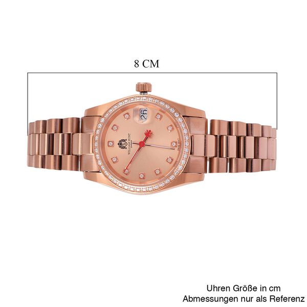 Moissanit Uhren 20 cm Reiner Edelstahl IP Rosa Plattierung image number 9