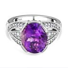 AAA Natürlicher, Marokkanischer Amethyst und weißer Zirkon-Ring, 925 Silber platiniert (Größe 17.00) ca. 4.99 ct