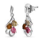 AA Mehrfarbig-Turmalin Ohrringe 925 Silber rhodiniert ca. 0,95 ct.