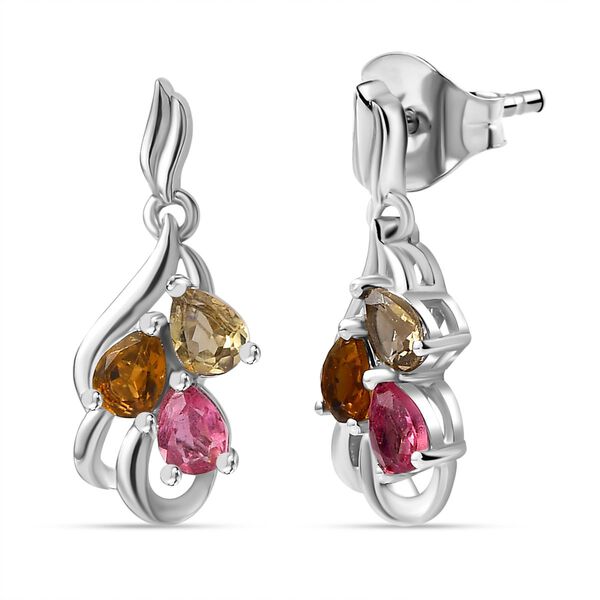 AA Mehrfarbig-Turmalin Ohrringe 925 Silber rhodiniert ca. 0,95 ct.