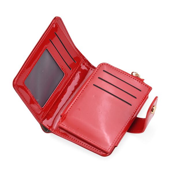 Gl&auml;nzende Geldb&ouml;rse aus PU-Leder mit RFID-Schutz, 12&times;9,5cm, Rot image number 5