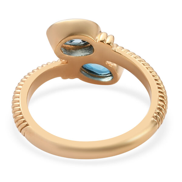 London Blau Topas Bypass Ring 925 Silber vergoldet  ca. 1,36 ct image number 6